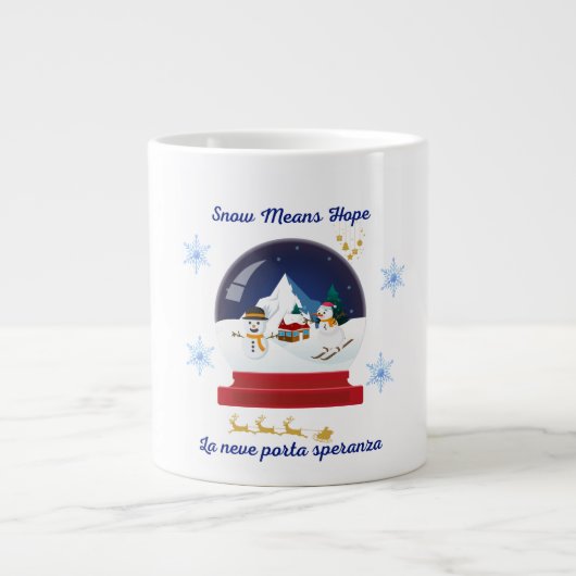 Snow Means Hope – Bilingual Snow Globe Holiday Grote Koffiekop (Voorkant)