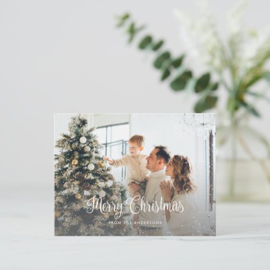 Snow Merry Kerstmis 2 Foto-Briefkaarten Feestdagenkaart (Staand voorkant)