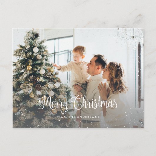 Snow Merry Kerstmis 2 Foto-Briefkaarten Feestdagenkaart (Voorkant)