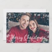 Snow Merry Kerstmis Foto Holiday Kaart (Voorkant)