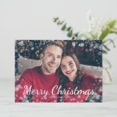 Snow Merry Kerstmis Foto Holiday Kaart (Staand voorkant)