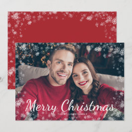 Snow Merry Kerstmis Foto Holiday Kaart
