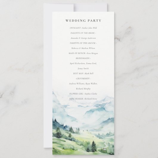 Snow Mountain Landscape Trouwprogramma Kaart (Achterkant)