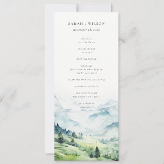 Snow Mountain Landscape Trouwprogramma Kaart (Voorkant)
