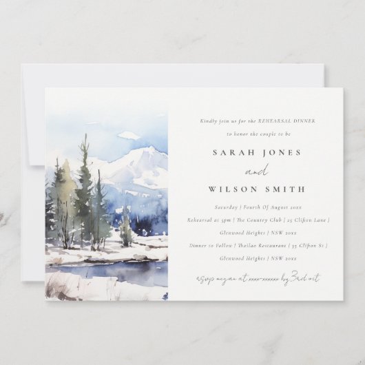 Snow Mountain Ski Landschap repetitie diner Kaart (Voorkant)