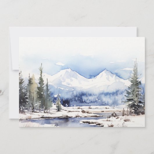 Snow Mountain Ski Landschap repetitie diner Kaart (Achterkant)