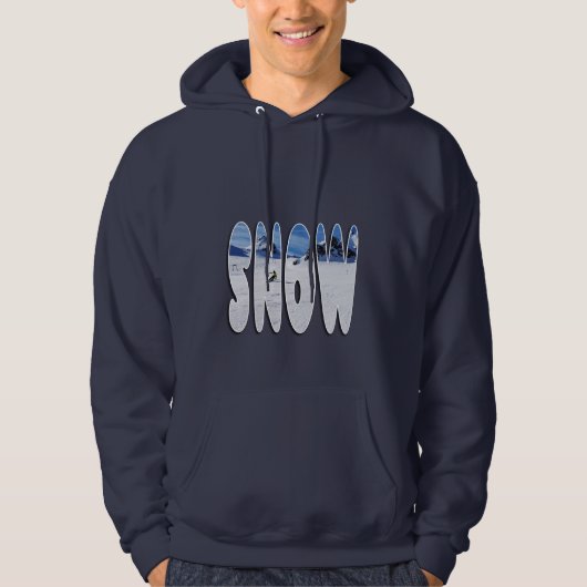 Snow Mountain Skier Typography Design Hoodie (Voorkant)