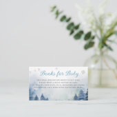 Snow Mountain Winter Baby shower Boek voor baby Informatiekaartje (Staand voorkant)