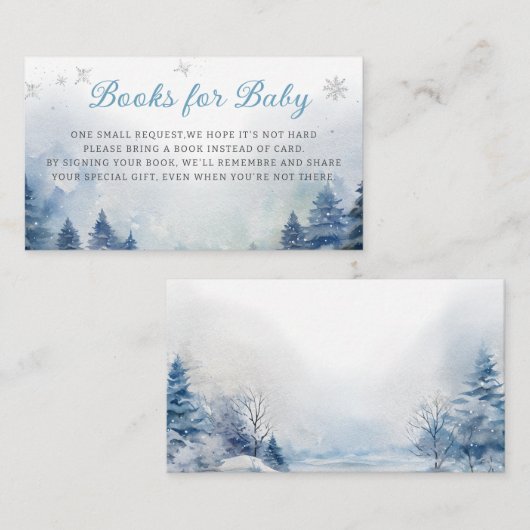 Snow Mountain Winter Baby shower Boek voor baby Informatiekaartje (Voorkant / Achterkant)