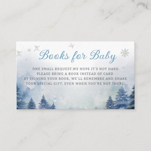 Snow Mountain Winter Baby shower Boek voor baby Informatiekaartje (Voorkant)