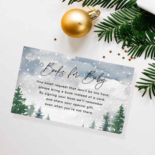 Snow Mountain Winter Baby shower Boekaanvraag Informatiekaartje