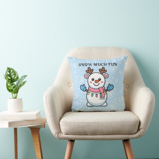 Snow Much Fun | Cute Winter Pillow Kussen (Stoel)