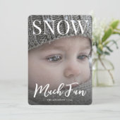 Snow Much Fun Minimalist Holiday winter Photo Feestdagenkaart (Staand voorkant)