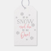 Snow Much Fun | Silver Snowflake Pink 1e verjaarda Cadeaulabel (Achterkant)