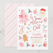 Snow Much Fun To Be One Christmas 1st Birthday Kaart (Voorkant / Achterkant)