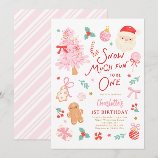 Snow Much Fun To Be One Christmas 1st Birthday Kaart (Voorkant / Achterkant)
