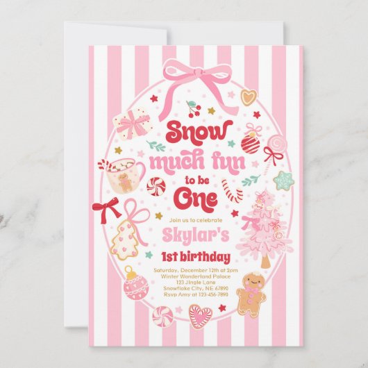 Snow Much Fun To Be One Christmas Bow Birthday Kaart (Voorkant)