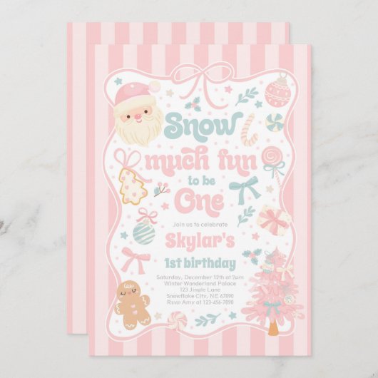 Snow Much Fun To Be One Christmas Bow Birthday Kaart (Voorkant / Achterkant)