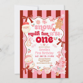 Snow Much Fun to be ONE First Birthday Invitation Kaart