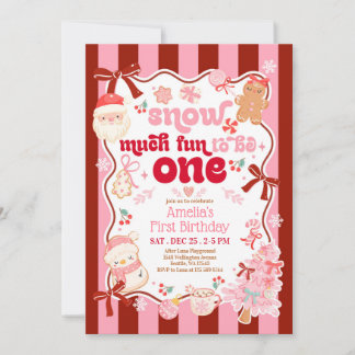 Snow Much Fun to be ONE First Birthday Invitation Kaart
