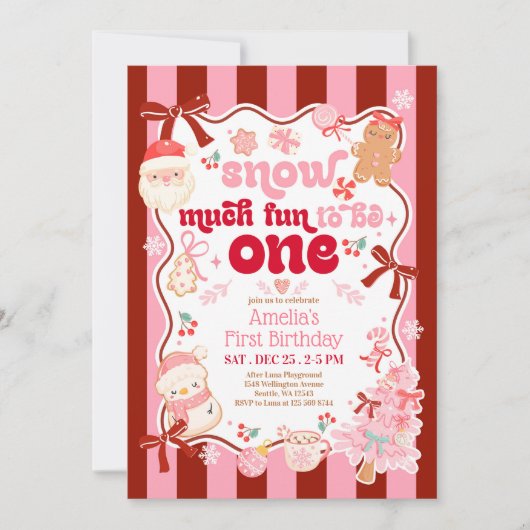 Snow Much Fun to be ONE First Birthday Invitation Kaart (Voorkant)
