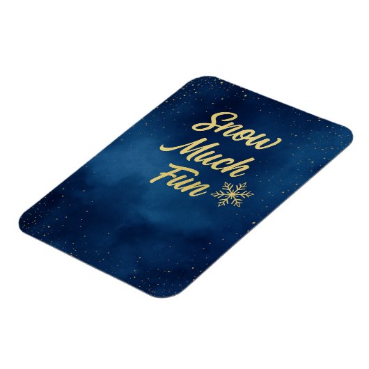 Snow Much Fun Winter Magnet – Gold Snowflake  Magneet (Linkerzijde)