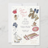 Snow Much Fun Winter Party Waterverf Invitation Feestdagenkaart (Voorkant)