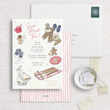 Snow Much Fun Winter Party Waterverf Invitation