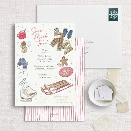 Snow Much Fun Winter Party Waterverf Invitation Feestdagenkaart