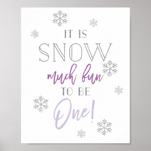 Snow Much Fun | Zilver Paars | 1e verjaardag Poster (Voorkant)