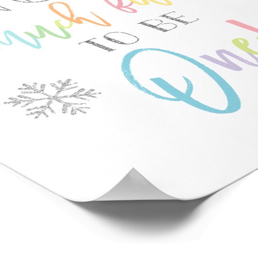Snow Much Fun | Zilverregenboog | 1e verjaardag Poster (Hoek)
