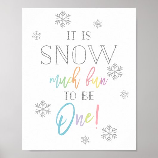 Snow Much Fun | Zilverregenboog | 1e verjaardag Poster (Voorkant)
