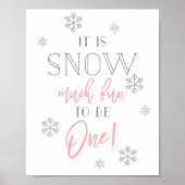 Snow Much Fun | Zilverroze | Eerste verjaardag Poster (Voorkant)