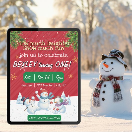 Snow much laughter Snow much Fun, 1st Birthday Kaart