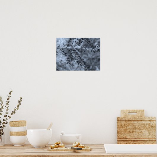 Snow on Pine Needles Poster (Keuken)