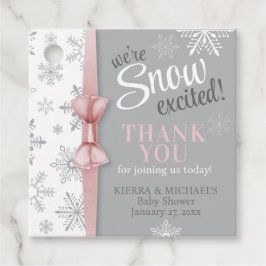 Snow Opgewonden Roze Grijs Sneeuwvlok Roze Baby sh Bedankjes Labels
