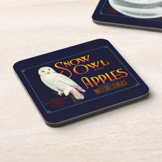 Snow Owl Apples Bier Onderzetter (Linkerzijde)