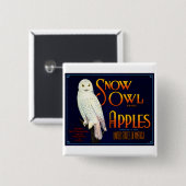 Snow Owl Apples Vierkante Button 5,1 Cm (Voorkant /achterkant)
