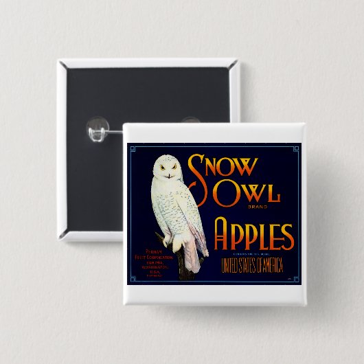 Snow Owl Apples Vierkante Button 5,1 Cm (Voorkant /achterkant)