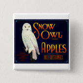 Snow Owl Apples Vierkante Button 5,1 Cm (Voorkant)