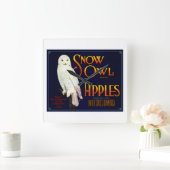 Snow Owl Apples Vierkante Klok (Huis)