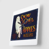 Snow Owl Apples Vierkante Klok (Hoek)