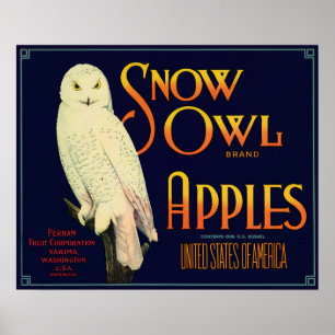 Snow Owl Brand Apples - Etiket Poster