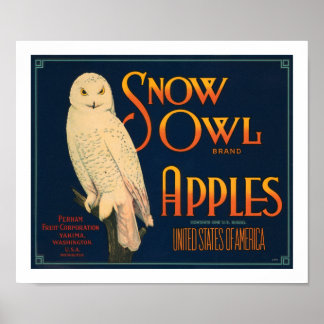 Snow Owl Brand Apples Poster