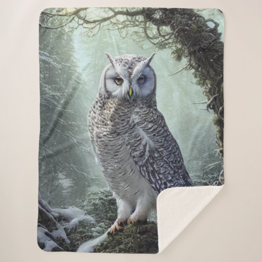 Snow Owl Sherpa Blanket Deken (Voorkant)