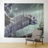 Snow Owl Tapestry Wandkleed (In Situ (horizontaal))