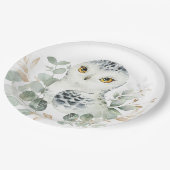 Snow Owl Winter Greenery Eucalyptus Gold Shower Papieren Bordje (Gekanteld)