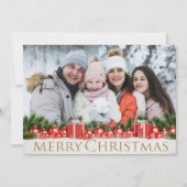 Snow Packets Gold Merry Kerstwintery-foto Feestdagenkaart (Voorkant)