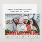 Snow Packets Gold Merry Kerstwintery-foto Feestdagenkaart (Voorkant / Achterkant)