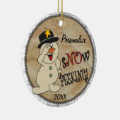 Snow Peeking Snowman Keramisch Ornament (Rechts)